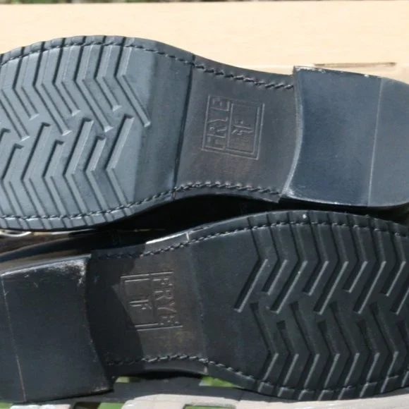 Frye Black Leather Moto Boots with Buckles - Picture 7 of 7